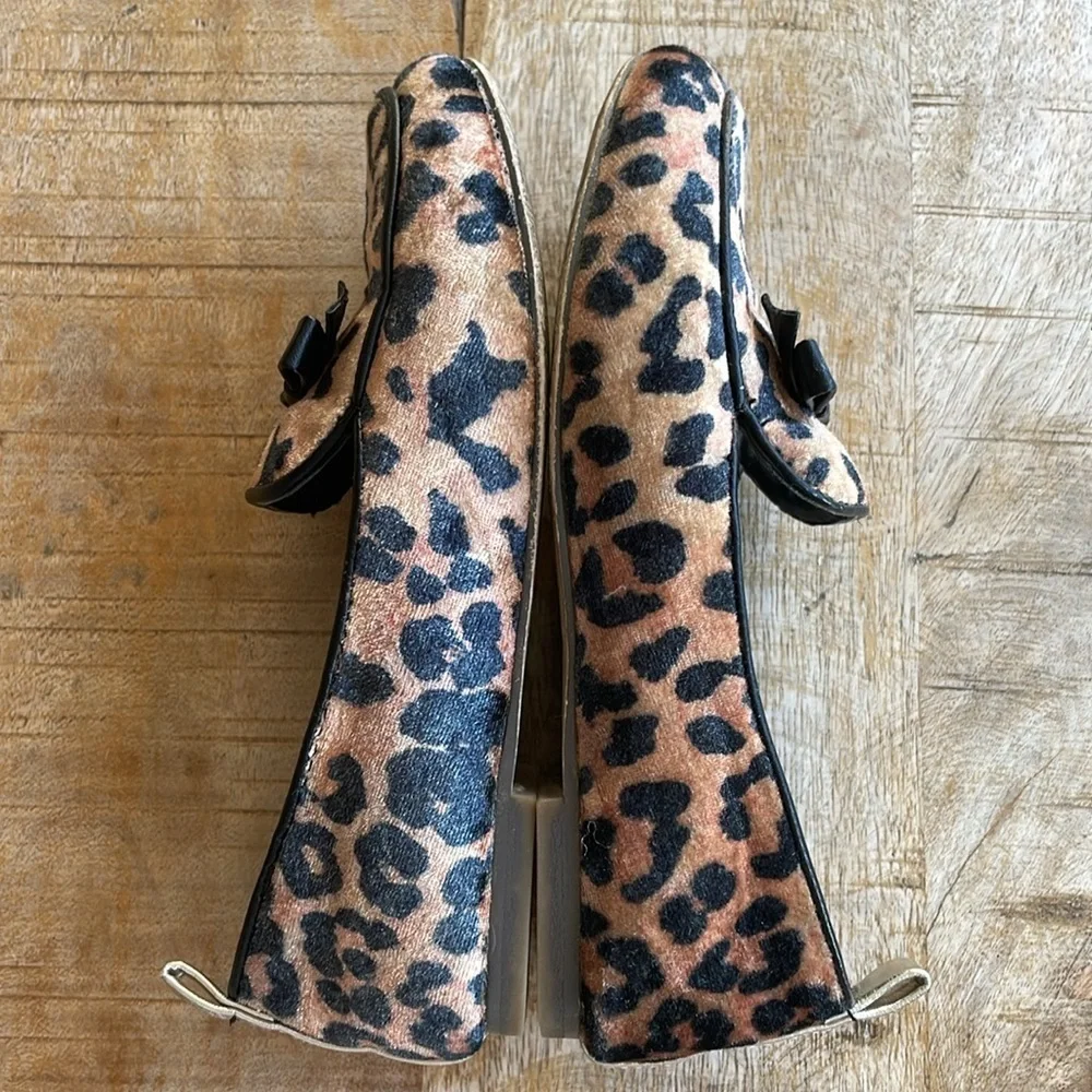 Crewcuts Girls Leopard Moccasins in Tan and Black with Bow